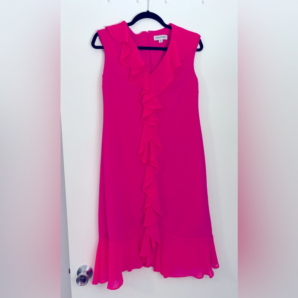 SHELBY AND PALMER - fuschia (neon) pink ruffled dress Size 8